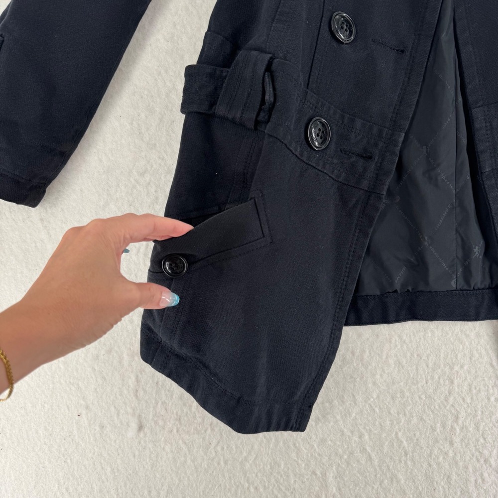 EDC by Esprit - Pea Coat Double Breasted Cotton Twill - Black - M - Womens - Picture 4 of 12
